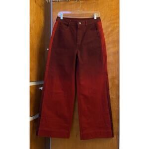 Cinq A Sept Betsy Pants Degrade Denim High Rise Wide Leg Ombre Red Sz 6